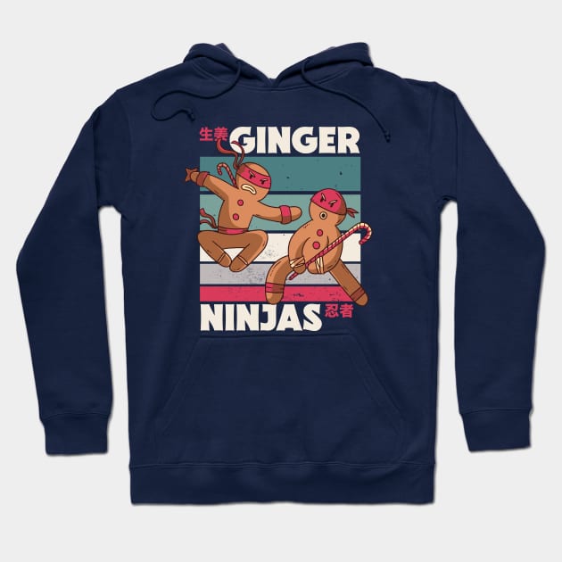 Funny Christmas Ginger Ninjas // Retro Cartoon Ginjas Hoodie by SLAG_Creative